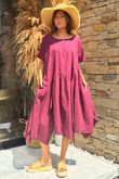 Made in Italy Tiggy Pure Cotton Smock Dress Beetroot /5 =